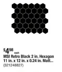 The Home Depot MSI Retro Black 2 in. Hexagon 11 in. x 12 in. x 0.24 in. Matt... offer