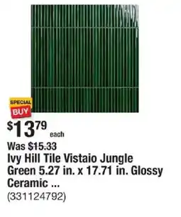 The Home Depot Ivy Hill Tile Vistaio Jungle Green 5.27 in. x 17.71 in. Glossy Ceramic ... offer