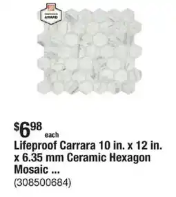 The Home Depot Lifeproof Carrara 10 in. x 12 in. x 6.35 mm Ceramic Hexagon Mosaic ... offer