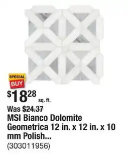 The Home Depot MSI Bianco Dolomite Geometrica 12 in. x 12 in. x 10 mm Polish... offer