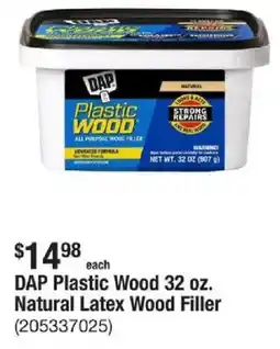 The Home Depot DAP Plastic Wood Natural Latex Wood Filler offer