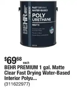 The Home Depot BEHR PREMIUM 1 gal. Matte Clear Fast Drying Water-Based Interior Polyu... offer