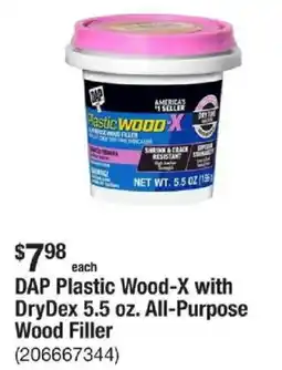 The Home Depot DAP Plastic Wood-X with DryDex 5.5 oz. All-Purpose Wood Filler offer