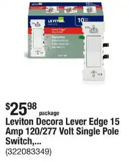 The Home Depot Leviton Decora Lever Edge 15 Amp 120/277 Volt Single Pole Switch,... offer