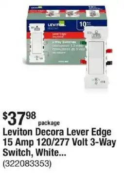 The Home Depot Leviton Decora Lever Edge 15 Amp 120/277 Volt 3-Way Switch, White... offer
