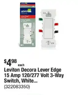 The Home Depot Leviton Decora Lever Edge 15 Amp 120/277 Volt 3-Way Switch, White... offer