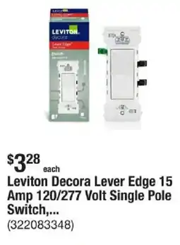 The Home Depot Leviton Decora Lever Edge 15 Amp 120/277 Volt Single Pole Switch,... offer