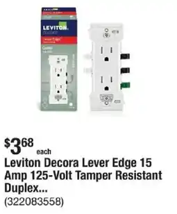 The Home Depot Leviton Decora Lever Edge 15 Amp 125-Volt Tamper Resistant Duplex... offer