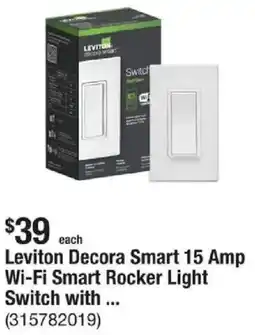 The Home Depot Leviton Decora Smart 15 Amp Wi-Fi Smart Rocker Light Switch with ... offer