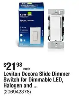 The Home Depot Leviton Decora Slide Dimmer Switch for Dimmable LED, Halogen and ... offer