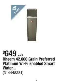 The Home Depot Rheem 42,000 Grain Preferred Platinum Wi-Fi Enabled Smart Water... offer