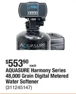 The Home Depot Aquasure harmony series 48,000 grain digital metered water softener offer