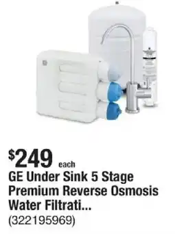 The Home Depot GE Under Sink 5 Stage Premium Reverse Osmosis Water Filtrati... offer
