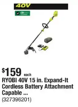 The Home Depot RYOBI 40V 15 in. Expand-It Cordless Battery Attachment Capable... offer