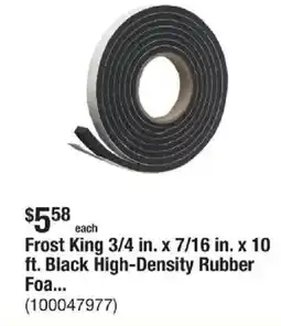 The Home Depot Frost King 3/4 in. x 7/16 in. x 10 ft. Black High-Density Rubber Foa... offer