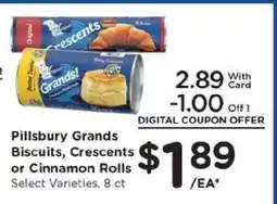 Kroger Pillsbury Grands Biscuits, Crescents or Cinnamon Rolls offer