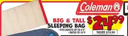Ollie's COLEMAN BIG & TALL SLEEPING BAG offer