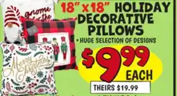 Ollie's 18 X 18 HOLIDAY DECORATIVE PILLOWS offer