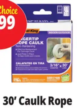 Ocean State Job Lot Frost King Indoor/Outdoor Fingertip Rope Caulk 3/16 x 30' offer