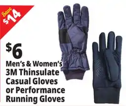 Ocean State Job Lot Men's & Women's 3M Thinsulate Casual Gloves or Performance Running Gloves offer