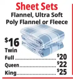 Ocean State Job Lot Sheet Sets Flannel, Ultra Soft Poly Flannel or Fleece offer