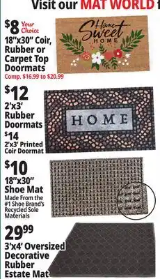 Ocean State Job Lot 18x30 Coir, Rubber or Carpet Top Doormats offer