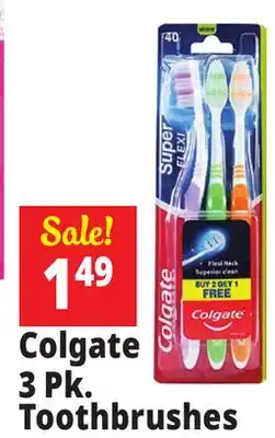 Ocean State Job Lot Colgate 3 Pk. Toothbrushes offer