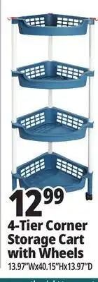 Ocean State Job Lot 4-Tier Corner Storage Cart with Wheels offer