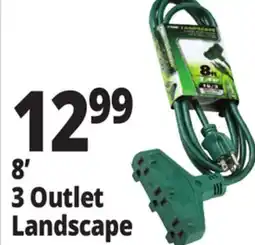 Ocean State Job Lot Prime Medium Duty 3 Outlet Landscape Extension Cord 8' offer