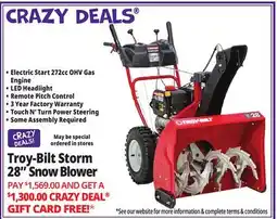 Ocean State Job Lot Troy-Bilt Storm 2890 Snow Blower Red/Black offer
