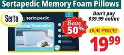 Ocean State Job Lot Sertapedic Cooling Pillow offer
