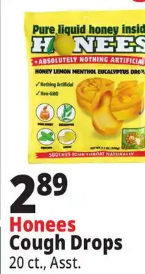 Ocean State Job Lot Honees Honey Lemon Menthol Eucalyptus Cough Drops 20 Count offer