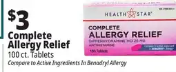 Ocean State Job Lot Health Star 25 mg Complete Allergy Relief 100 Tablets offer