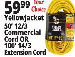 Ocean State Job Lot Yellowjacket 50' 12/3 Commercial Cord OR 100' 14/3 Extension Cord offer