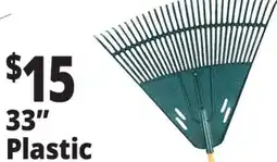Ocean State Job Lot 33 Plastic Leaf Rake with Foam Grip Handle offer