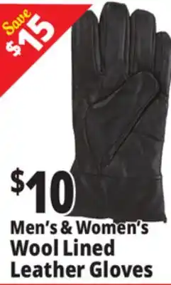 Ocean State Job Lot Men's & Women's Wool Lined Leather Gloves offer
