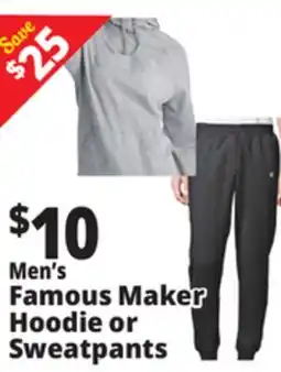 Ocean State Job Lot Men's Famous Maker Hoodie or Sweatpants offer