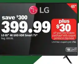 Meijer LG 65" 4K UHD HDR Smart TV offer