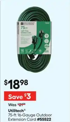 Lowe's 75-ft 16-Gauge Outdoor Extension Cord offer