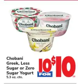 ACME Chobani Greek, Less Sugar or Zero Sugar Yogurt offer