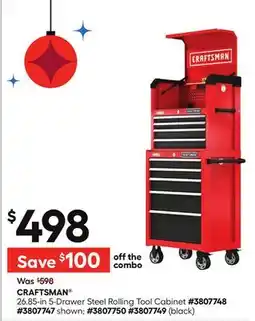 Lowe's 26.85-in 5-Drawer Steel Rolling Tool Cabinet offer