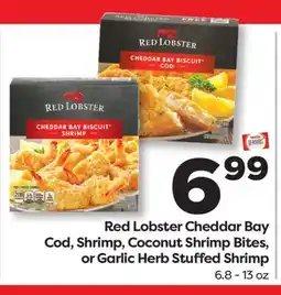 Weis Markets Red Lobster Cheddar Bay Cod, Shrimp, Coconut Shrimp Bites, or Garlic Herb Stuffed Shrimp offer