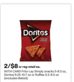 CVS Frito-Lay Simply snacks 5-8.5 oz, Doritos 9.25-10.7 oz or Ruffles 5.5-8.5 oz offer