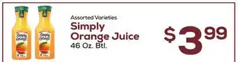 DeCicco & Sons Simply Orange Juice offer