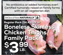 DeCicco & Sons Boneless Skinless Chicken Thighs Family Pack offer