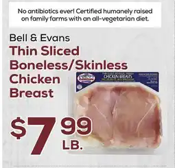 DeCicco & Sons Bell & Evans Thin Sliced Boneless/Skinless Chicken Breast offer