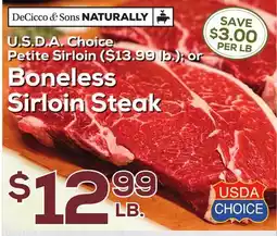 DeCicco & Sons Boneless Sirloin Steak offer