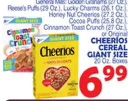 Bravo Supermarkets General Mills CHEERIOS CEREAL GIANT SIZE 20 Oz. Boxes offer
