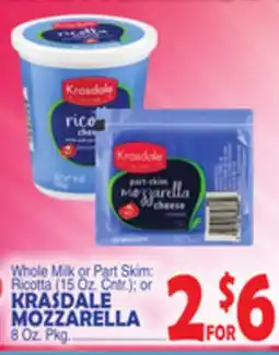Bravo Supermarkets KRASDALE MOZZARELLA, 8 Oz. Pkg offer