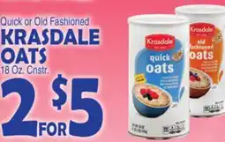 Bravo Supermarkets KRASDALE OATS 18 Oz. Cnstr offer